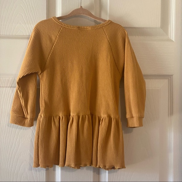 Emma Jean kids girls mustard ribbed peplum long sleeve top - Picture 4 of 6